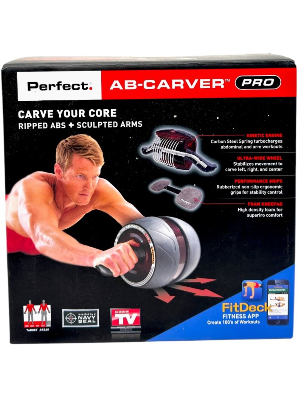 Perfect Fitness Ab Carver Pro Ab Roller Wheel Core Trainer Spring Resistance Gym